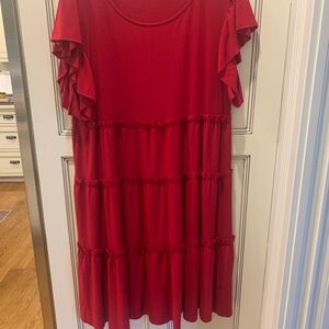 Zenana Outfitters Red Ruffle Tiered Dress